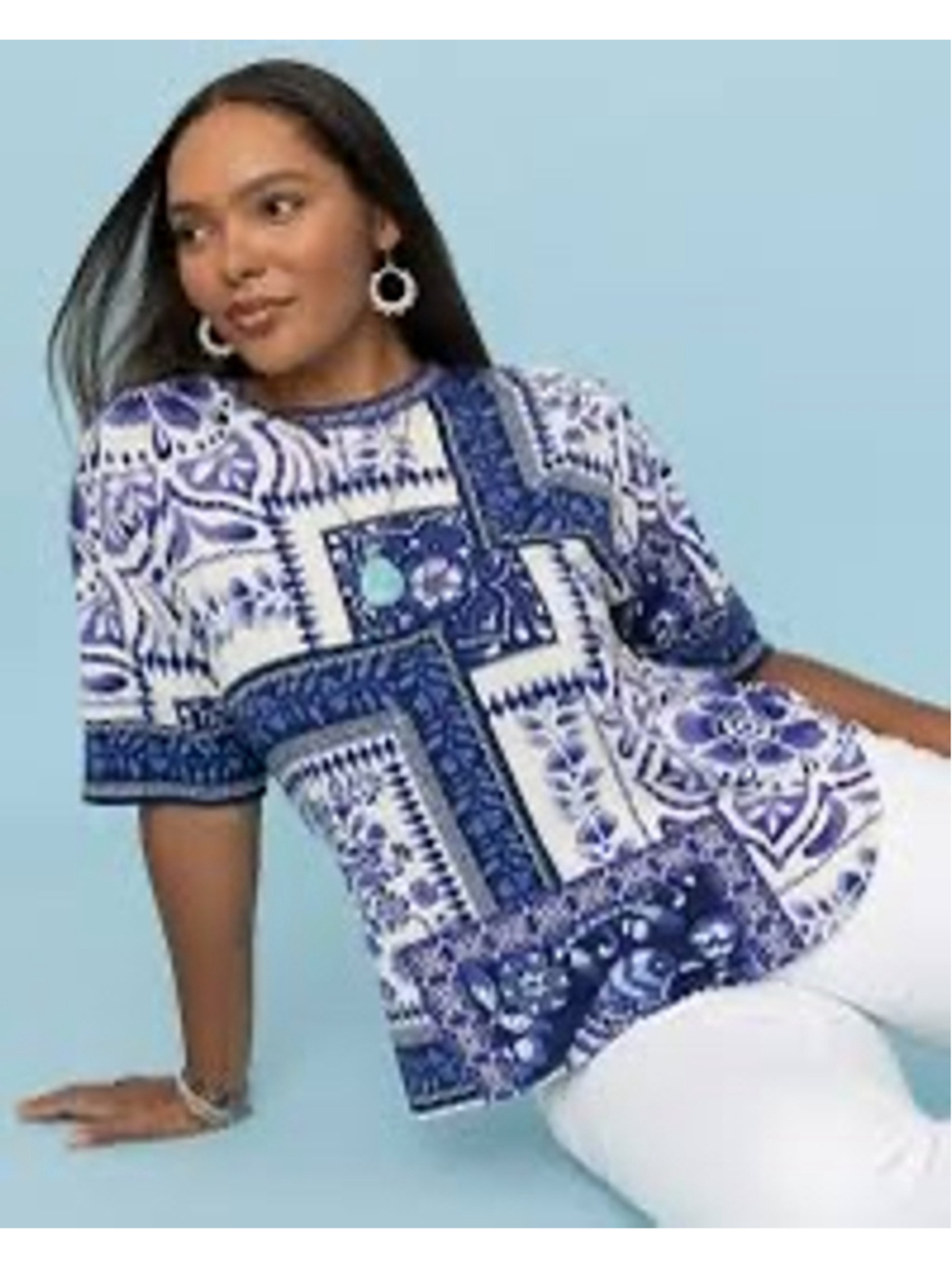 Johnny Was The Janie Favorite Oversized Cropped Tee Size 2X Bohemian Career